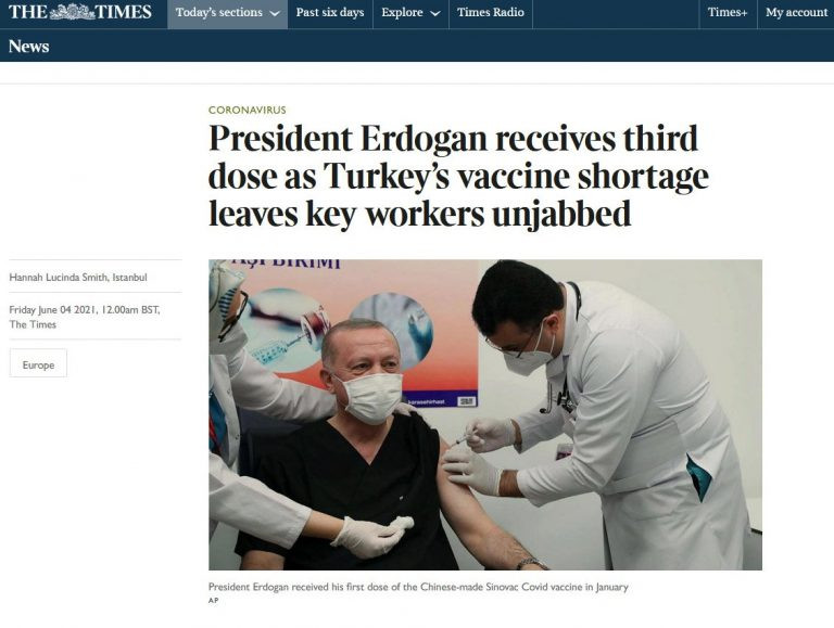 Erdoğan'ın 'üçüncü doz aşı'sı The Times'ta! - Resim : 1