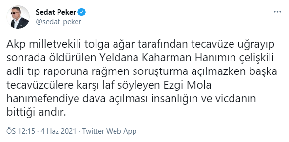 Sedat Peker'den Tolga Ağar'ı çok kızdıracak 'Ezgi Mola' paylaşımı - Resim : 1
