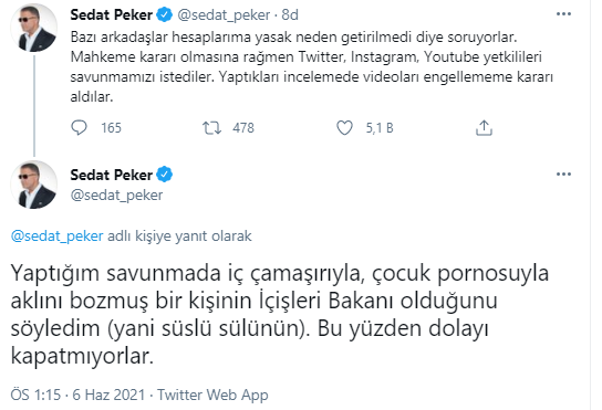 Sedat Peker'den yeni tweet: Hesaplarına neden yasaklama gelmediğini açıkladı - Resim : 1