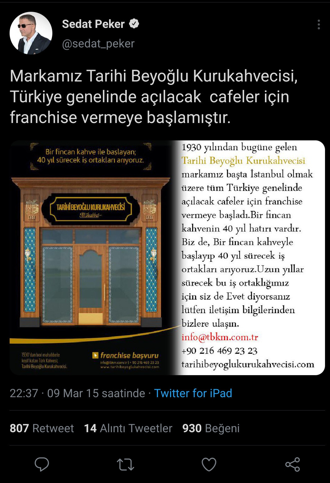 Sedat Peker’in ‘benim’ dediği kahveciyle ilgili 6 yıl önce attığı tweet ortaya çıktı - Resim : 1