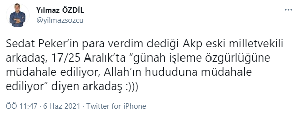 Yılmaz Özdil, Sedat Peker'in 'para verdim' dediği AKP'liyle ilgili şok detayı açıkladı - Resim : 1