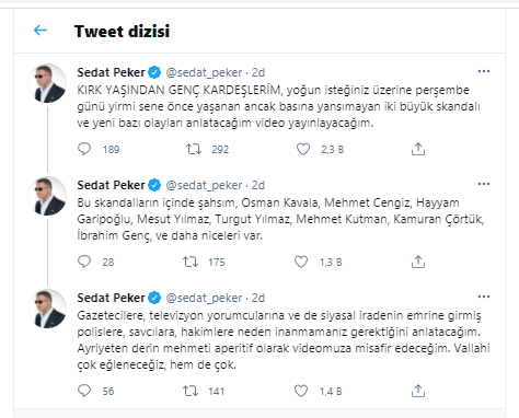 Sedat Peker yeni videonun tarihini duyurdu! Anlatacağı isimleri tek tek yazdı - Resim : 1
