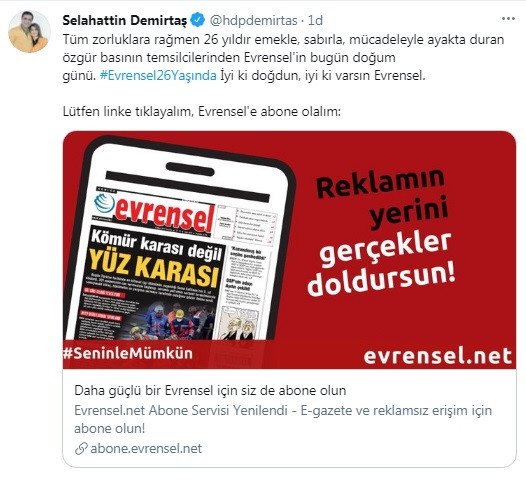 Selahattin Demirtaş'tan abonelik çağrısı - Resim : 1