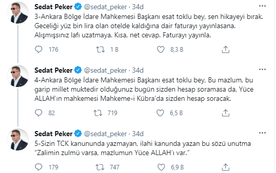 Sezgin Baran Korkmaz'ın otelinde bedava kaldığı iddialarını yalanlayan mahkeme başkanına Sedat Peker'den yanıt - Resim : 3