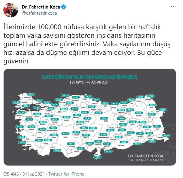 Fahrettin Koca, haftalık vaka haritasını yayınladı! İşte İstanbul, Ankara ve İzmir'in son durumu - Resim : 2