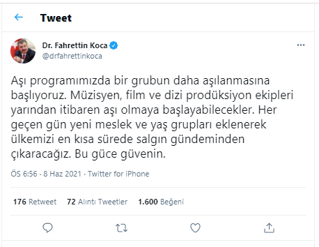 Fahrettin Koca duyurdu: Aşılama programına bir grup daha eklendi - Resim : 1