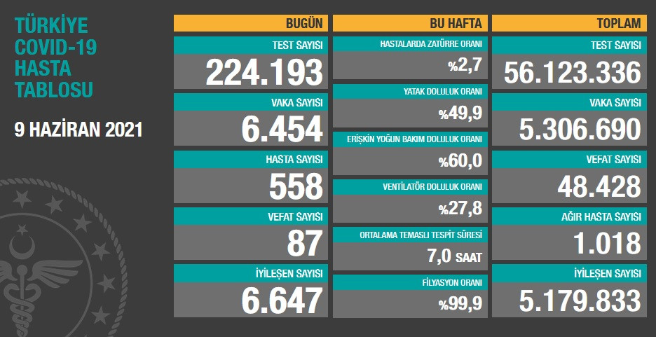 Türkiye'de koronavirüsten 87 kişi daha hayatını kaybetti! 6 bin 454 yeni vaka var - Resim : 1