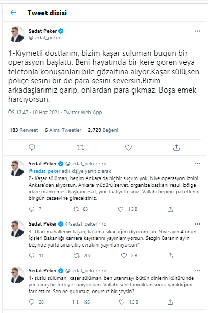 Sedat Peker'den operasyon başlattığını iddia ettiği Süleyman Soylu'ya: Niye yayınlamıyorsun? - Resim : 1