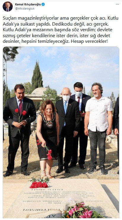 İşte Kılıçdaroğlu'nun öldürülen gazeteci Kutlu Adalı’nın mezarının başında verdiği söz - Resim : 1