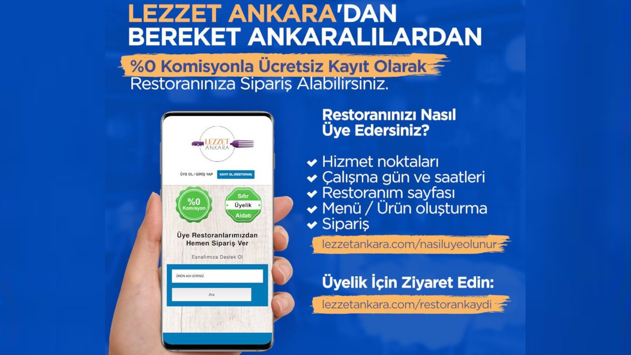 Ankara Büyükşehir Belediyesi'nden kafe ve restoranlar için komisyonsuz 'Lezzet Ankara' uygulaması - Resim : 1