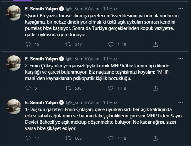 MHP'li Semih Yalçın yine hedef gösterdi, hakaretler yağdırdı! - Resim : 1
