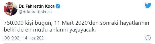 Fahrettin Koca'dan dikkat çeken aşı paylaşımı - Resim : 1