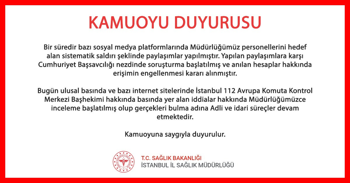İstanbul İl Sağlık Müdürlüğü'nden yeni 'Başhekim' açıklaması: Gerçekleri bulma adına... - Resim : 1