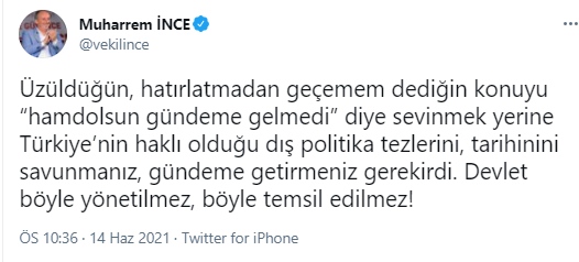 Erdoğan'ın '24 Nisan hamdolsun gündeme gelmedi' açıklamasına Muharrem İnce'den sert tepki - Resim : 2