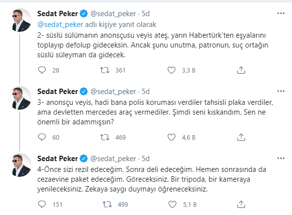 Sedat Peker'den Veyis Ateş ve Süleyman Soylu iddiası: Makam aracı tahsis edilmiş, koruma verilmiş - Resim : 2