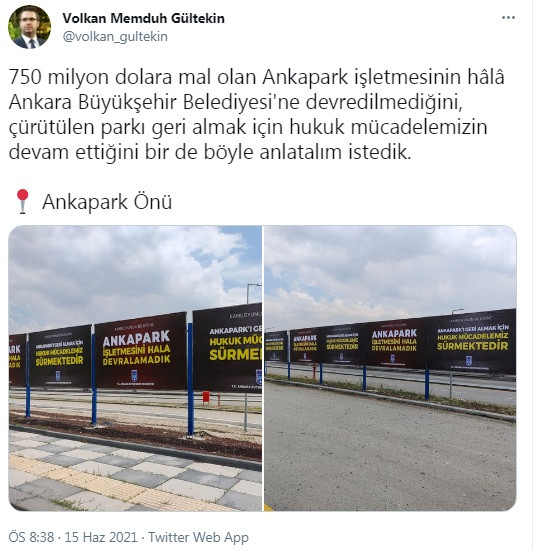Ankara Büyükşehir Belediyesi Ankapark işletmesinin belediyeye devredilmediğini böyle anlattı - Resim : 1