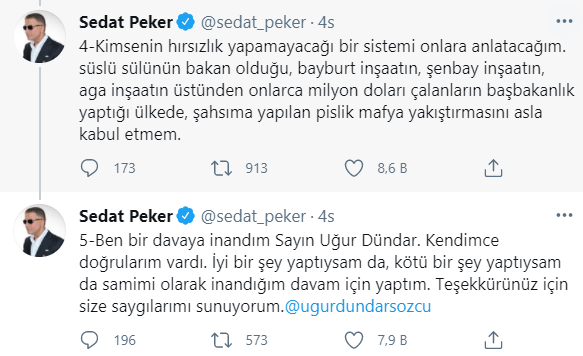 Sedat Peker'den Uğur Dündar'a teşekkür: Size evi gezdirmek isterdim... - Resim : 2