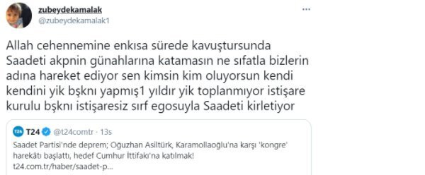 Saadet Partisi eski Genel Başkanı Mustafa Kamalak'ın eşinden Oğuzhan Asiltürk'e şok sözler - Resim : 1