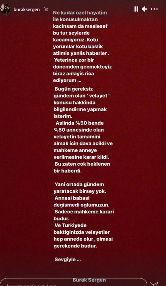 Burak Sergen sosyal medya hesabından duyurdu: Olması gereken budur... - Resim : 1