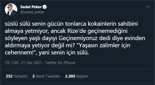 Sedat Peker yine Süleyman Soylu'yu hedef aldı: Senin gücün ancak... - Resim : 1