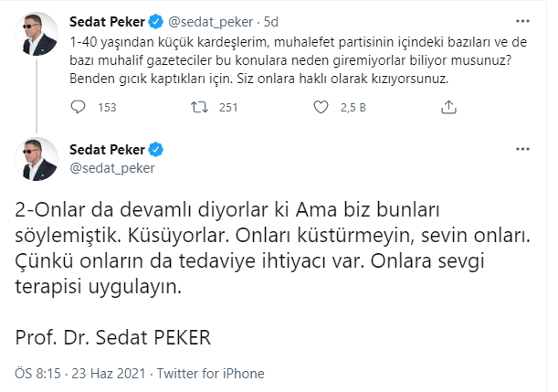 Sedat Peker'den 'muhalefet' paylaşımı: Bu konulara neden giremiyorlar biliyor musunuz? - Resim : 1