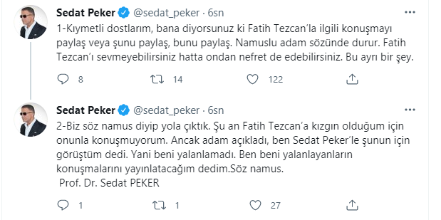 Sedat Peker'den flaş Fatih Tezcan açıklaması! - Resim : 1