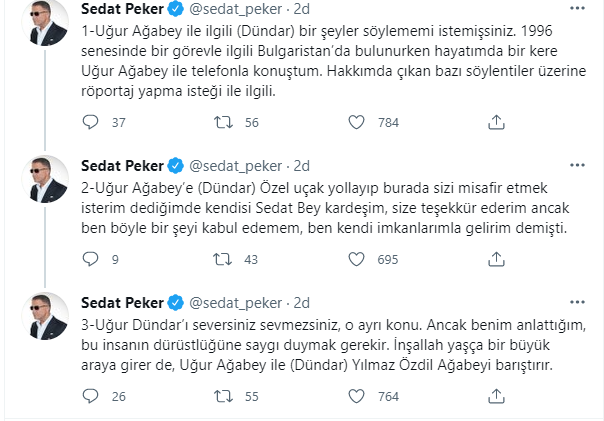 Sedat Peker'den Uğur Dündar açıklaması: Yaptıkları ilk ve tek görüşmeyi anlattı - Resim : 1