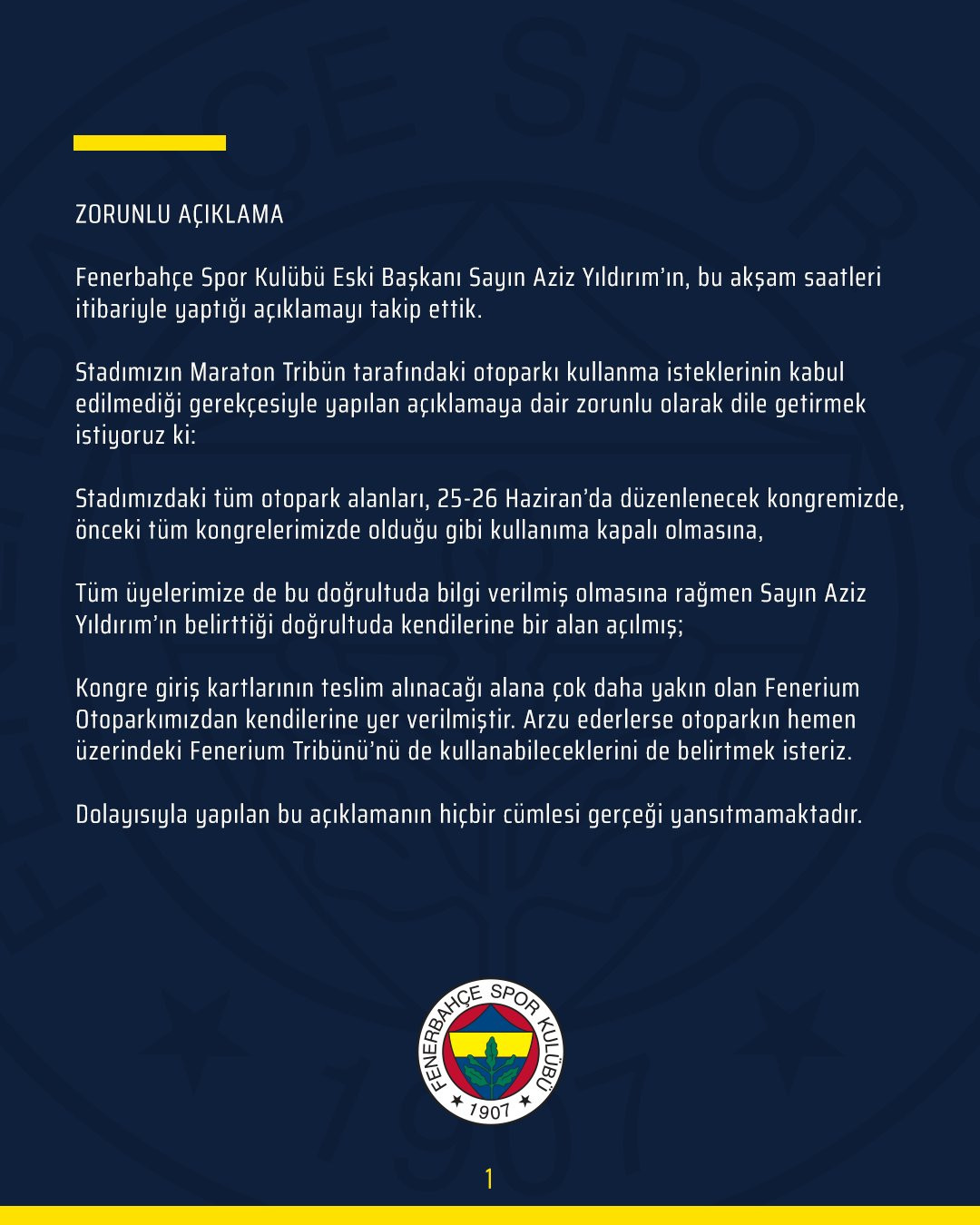 Aziz Yıldırım'ın sert sözleri sonrası Fenerbahçe'den açıklama - Resim : 2