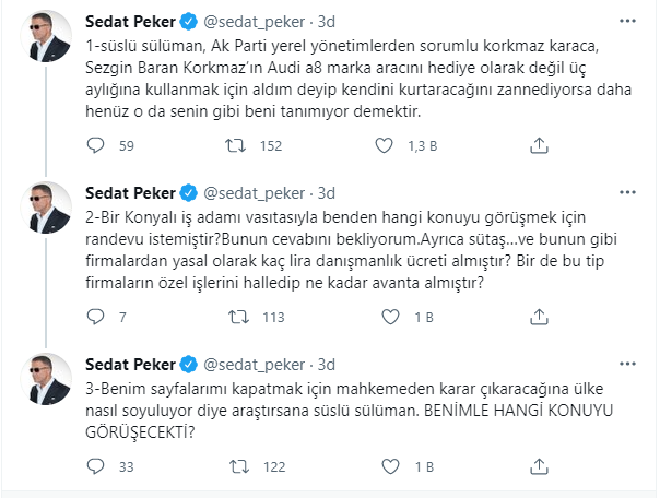 Korkmaz Karaca'nın açıklaması sonrası Sedat Peker'den yeni iddia: Benimle hangi konuda görüşecekti? - Resim : 1