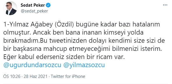 Sedat Peker'den Yılmaz Özdil'e Uğur Dündar çağrısı - Resim : 2