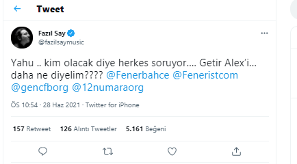 Fazıl Say, Fenerbahçe için teknik direktör adayını açıkladı - Resim : 1