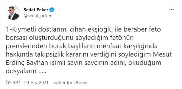 Sedat Peker'den Cihan Ekşioğlu iddialarına flaş düzeltme! - Resim : 1