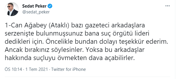 Can Ataklı Barış Yarkadaş'ı eleştirdi; tartışmaya Sedat Peker de katıldı - Resim : 1