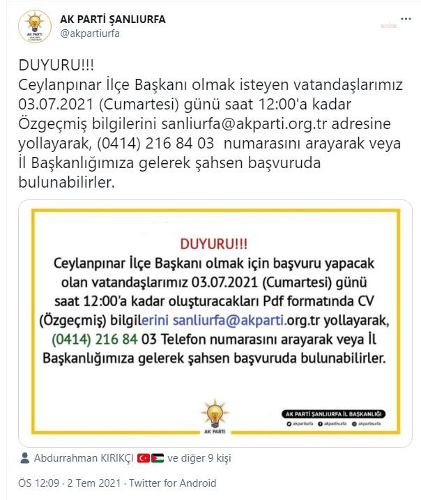 Bir çöküşün hikayesi: AKP sosyal medya ilanı ile ilçe başkanı arıyor - Resim : 1