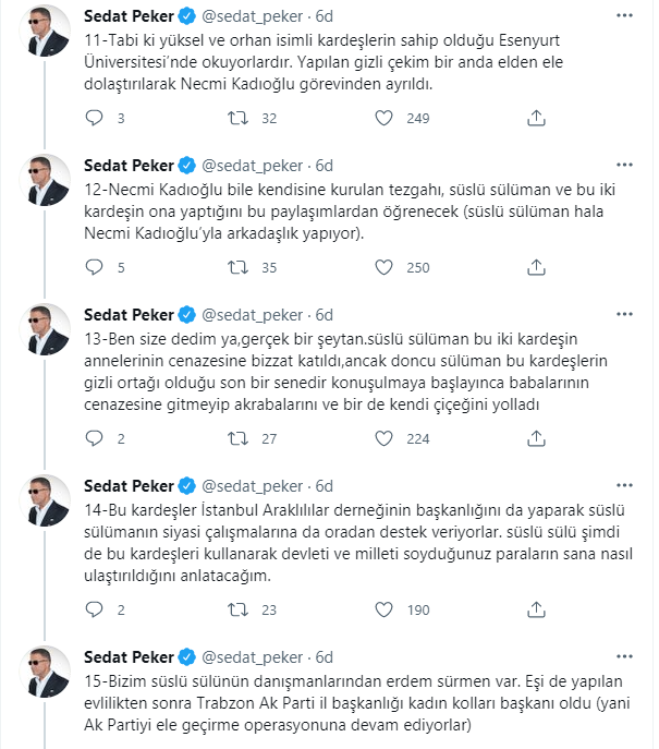 'Süleyman Soylu'nun en büyük kasasını açıklayacağım' demişti: Sedat Peker'den tweet yağmuru - Resim : 3