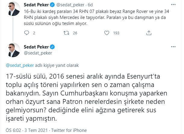 'Süleyman Soylu'nun en büyük kasasını açıklayacağım' demişti: Sedat Peker'den tweet yağmuru - Resim : 4