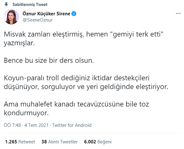 Zamları eleştirdiği için trollerin linç ettiği Misvak kendisini çalıntı tweet ile savundu - Resim : 1