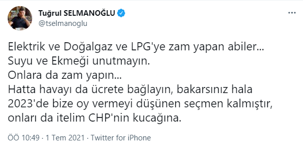 Son zamları aktroller bile savunamadı: Yandaş Tuğrul Selmanoğlu'ndan olay paylaşım - Resim : 1