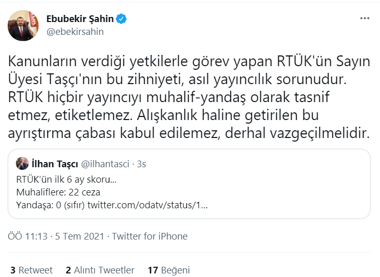 RTÜK üyesi İlhan Taşçı'dan başkana düello daveti! - Resim : 2