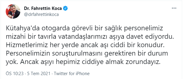 Fahrettin Koca, soruşturma açılan sağlıkçıya ilişkin açıklama yaptı - Resim : 1