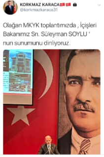 Korkmaz Karaca'dan dikkat çeken Süleyman Soylu paylaşımı - Resim : 1