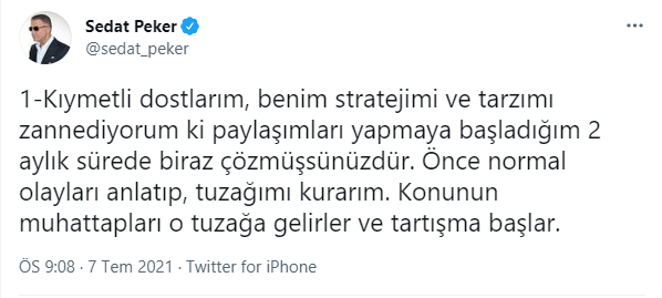 Sedat Peker Süleyman Soylu'yu hedef gösterdi, atacağı tweetlere işaret etti: Yarın çok eğlenmeyeceğiz - Resim : 1