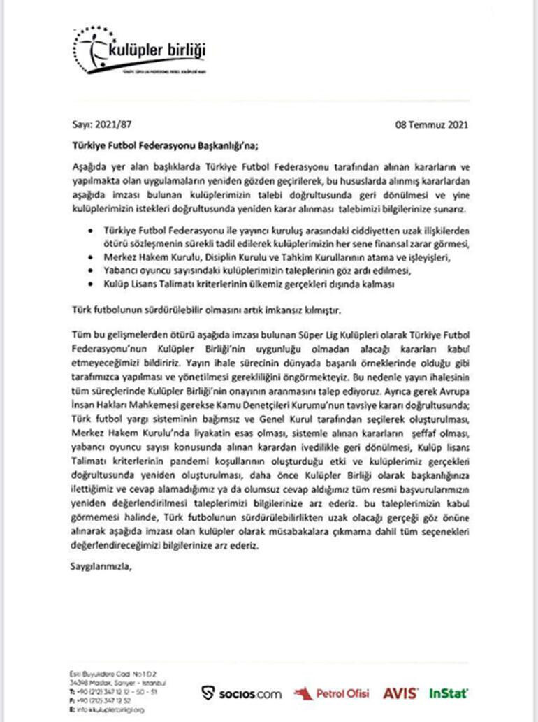 Kulüpler Birliği'nden TFF'ye rest! 'Sahaya çıkmayız' - Resim : 1