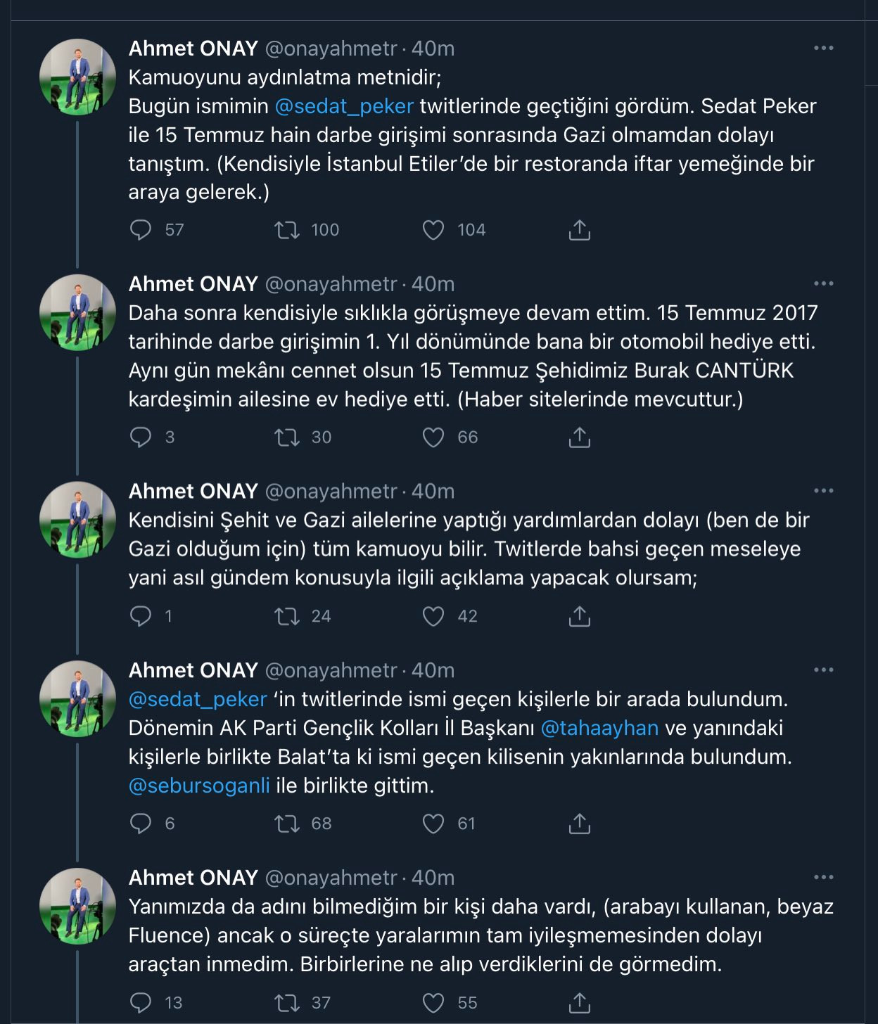 Sedat Peker'in işaret ettiği Ahmet Onay'dan jet açıklama: Peker'in bahsettiği kişilerle... - Resim : 1