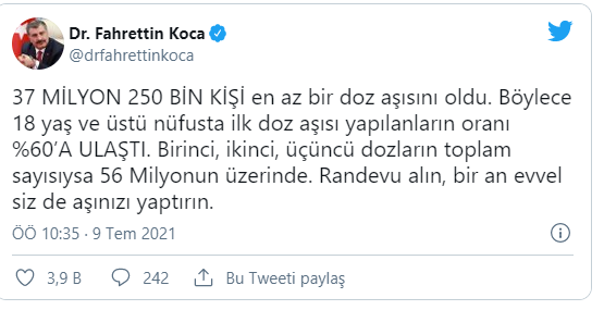 Fahrettin Koca duyurdu: Yüzde 60'a yükseldi - Resim : 1