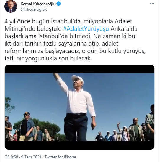 Kılıçdaroğlu'ndan Adalet Mitingi'nin yıldönümünde anlamlı paylaşım: Ankara’da başladı ama İstanbul’da bitmedi - Resim : 1