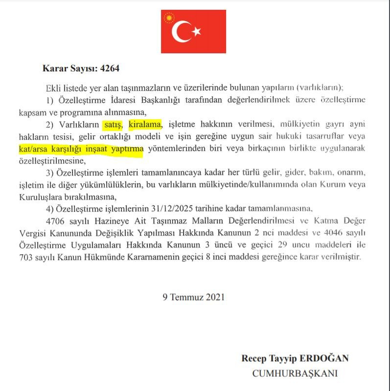 Erdoğan imzaladı: Kamu kurumlarının en gözde arazileri özelleştiriliyor! - Resim : 2