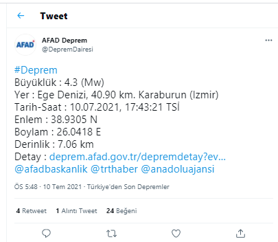 İzmir'de deprem! Çanakkale'de de hissedildi - Resim : 1