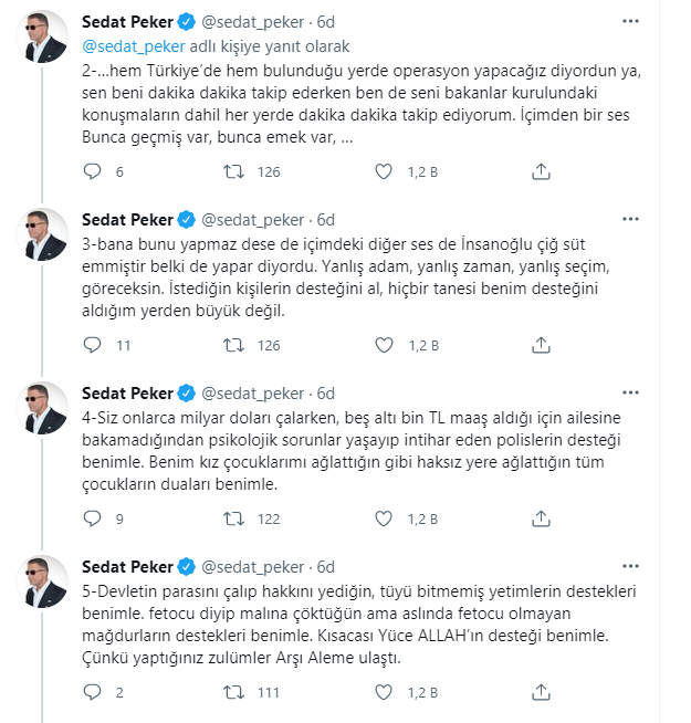 Sedat Peker'den Soylu'ya 'rest': İstediğin kişilerin desteğini al, hiçbiri benim destek aldığım yerden büyük değil - Resim : 2