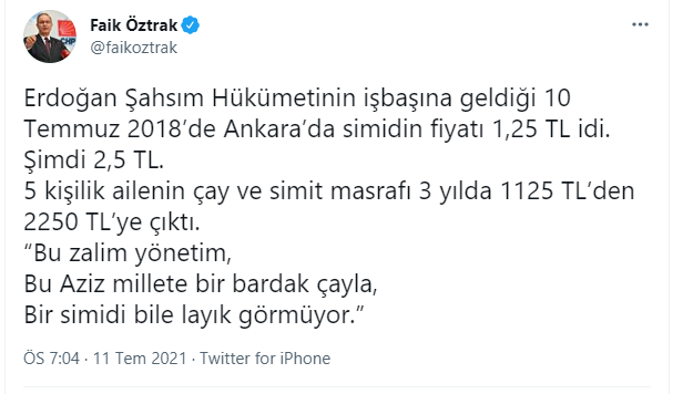 CHP'den Erdoğan'ın sözleriyle iktidara simit tepkisi! - Resim : 1